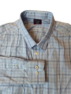 Untuckit Men's Shirt XXL Blue Plaid Button-Down Preppy Travel Classic Business